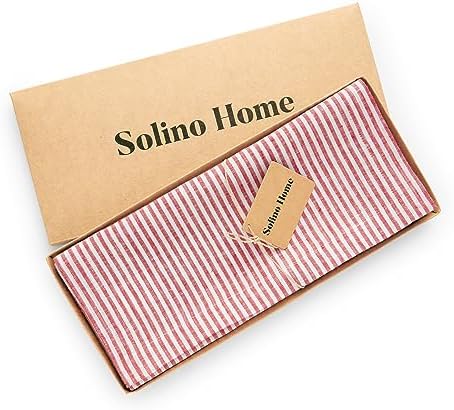 Solino Home 100% Pure Linen Table Runner, 14 x 60 in, Red and White Striped - Image 6