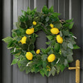 24 Inch Artificial Lemon Wreath for Front Door, Summer Lemon Wreath with Lifelike Yellow Lemons, Greenery, Spring Summer Farmhouse Wreaths for Porch Wall Window Kitchen Home Decor by Wenhuidr