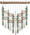 Boho Wall Decor Artificial Eucalyptus Bathroom Decor Fake Eucalyptus Greenery Leaves Stems Wall Hanging Plants on 16.5 inch Wooden Stick with Wooden Bead Rustic Farmhouse for Bedroom Nursery Kitchen by Cyitimo