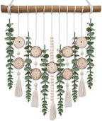 Boho Wall Decor Artificial Eucalyptus Bathroom Decor Fake Eucalyptus Greenery Leaves Stems Wall Hanging Plants on 16.5 inch Wooden Stick with Wooden Bead Rustic Farmhouse for Bedroom Nursery Kitchen by Cyitimo