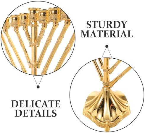 Zinc Alloy Hanukkah Menorah Candle Holder Golden 9 Branches Xmas - Image 3