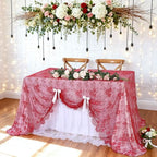 Red Lace Tablecloth Rustic Table Fabric 60x120 Inch for Wedding Christmas - Image 2