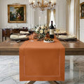 Signature Linen™ by D'Moksha, Rust Table Runner 120 Inches Long, 100% Pure Linen, Hemstitch, 14 x 120 Inch Table Runner for Dresser, Dining- Fall, Weddings, Outdoor Hosting by DMokshaHomes