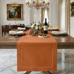 Signature Linen™ by D'Moksha, Rust Table Runner 84 Inches Long, 100% Pure Linen, Hemstitch, 14 x 84 Inch Table Runner for Dresser, Dining- Fall, Weddings, Outdoor Hosting by DMokshaHomes