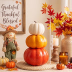 Marsui 2 Set 11.8'' Fall Stacked Pumpkins Table Centerpiece Indoor - Image 5