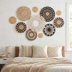 11 Pcs Boho Wall Basket Decor, Bulrush Woven Wall Hanging, Multi Size - Image 6