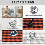 Orange and Black Plaid Rug, 4' x 6' Fall Outdoor Front Door Decor Mat, Cotton Washable Hand-Woven Rug for Layered Doormat, Autumn Halloween Thanksgiving Carpet for Porch, Entryway - Image 5