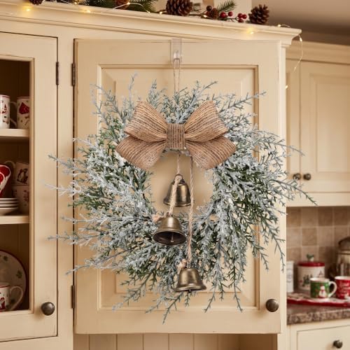 Civaner 6 Pcs 10" Mini Christmas Cabinet Wreaths with Bells and Ribbon - Image 6