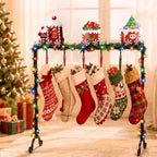 Treela Christmas Metal Stocking Holder Stand Floor 6 Hooks,Gingerbread by Treela