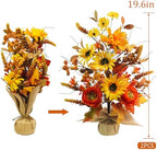 2 Pack Fall Table Decor, 19.6" Artificial Tabletop Fall Tree with Maple Leaves Sunflowers Fall Decorations for Indoor Outdoor Home Autumn Thanksgiving Table Centerpieces - Image 5
