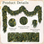 9FT Christmas Cedar Garland with Lights Prelit Pine Garland Christmas Decor - Image 3