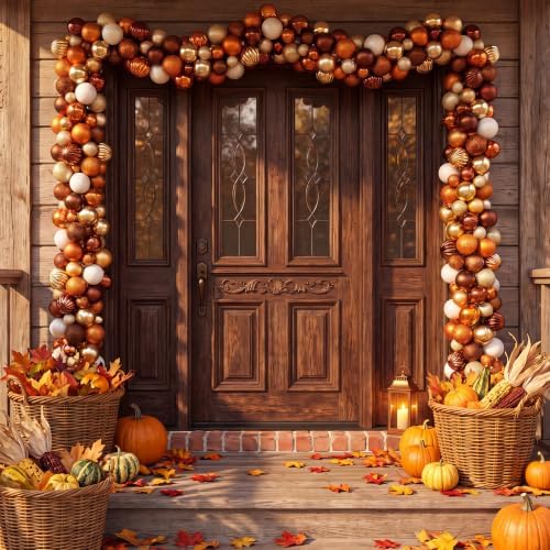 Suncalla 6ft Fall Bead Garland Orange Brown Gold Glitter Thanksgiving Decor - Image 6