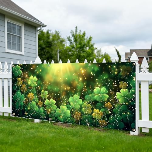 6x13 FT St. Patrick's Day Garage Door Banner - Glowing Green Clover Shamrock Backdrop, Large Indoor Outdoor Garage Door Cover,Irish Holiday Decoration for Home,Yard, Party - Image 5