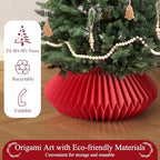 Honeycomb Christmas Tree Collar Red Foldable Paper Base Cover Decoration - Image 4