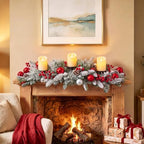 Hotop Christmas Centerpieces for Tables Decorations with 3 Candle Holder - Image 3