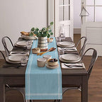 Smile Sunflower Baby Blue Table Runner, Burlap Table Runners 120 inches Long,Farmhouse Style Solid Color Table Runner for Wedding Holiday Party Dinner,Dresser Scarf Decor - Image 4