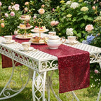 ShinyBeauty Burgundy Sequin Table Runner 12x108 Inch, Pack of 10, for Party - Image 2