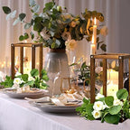 Sabary 5 Sets/ 10 Pcs Wooden Lantern Centerpieces with Candles, Caramel - Image 6