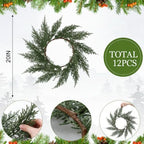 Christmas Round Placemat Set of 12 Artificial Cedar Wreath Charger - Image 2