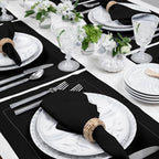 Solino Home 100% Pure Linen Placemats Black Hemstitch, 14 x 19 in, Set of 4 - Image 3