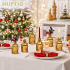 NUPTIO Gold Glass Bud Vases, Mini Vintage Bottle, 5.51" Tall, 12 Pcs - Image 4