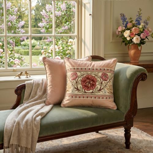 patdrea Vintage Velvet Throw Pillow Cover,Set of 2,18"x18"-Kulom C - Image 7