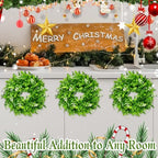 6 Pcs Christmas Boxwood Wreath Artificial 10 Inch Green Leaves for Front Door Cabinets Wreath Indoor Outdoor Wall Decor Christmas Wall Home Kitchen Decoration - Image 4