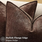 decorUhome Chenille Dark Brown Velvet Throw Pillow Covers 26x26 Set of 2 - Image 2