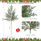 8Pcs 36" Real Touch Norfolk Pine Stems, Faux Christmas Greenery Long Stems - Image 2