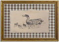 Gold Framed Duck Wall Art, Farmhouse Gingham Canvas Print, 24x16 by Qzzrin