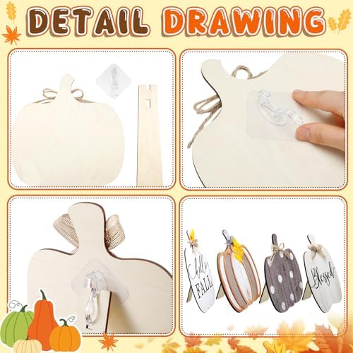 Moucuny Set of 6 Outdoor Fall Decoration for Home Porch, Farmhouse Pumpkin - Image 6