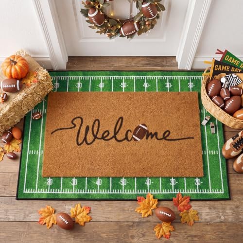 Moucuny 2 Pcs Football Doormat, Football Field Rug Outdoor, Non-Slip by Moucuny