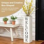 Glitzhome 30"H Wooden Welcome Porch Sign Rustic Double Sided Box-shaped "WELCOME, HOME" Porch Sign for Front Porch Decor, Washed White - Image 4