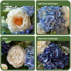 24 Inch Spring Wreaths for Front Door, Spring Summer Door Wreath with Blue Hydrangea White Peony Flower Wreath for All Season Outside Indoor Outdoor Home Porch Wall Decor - Image 5