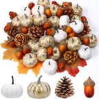 Yookeer 120pcs Fall Mini Pumpkins Artificial Acorn Pine Cone, Vintage Color by Yookeer