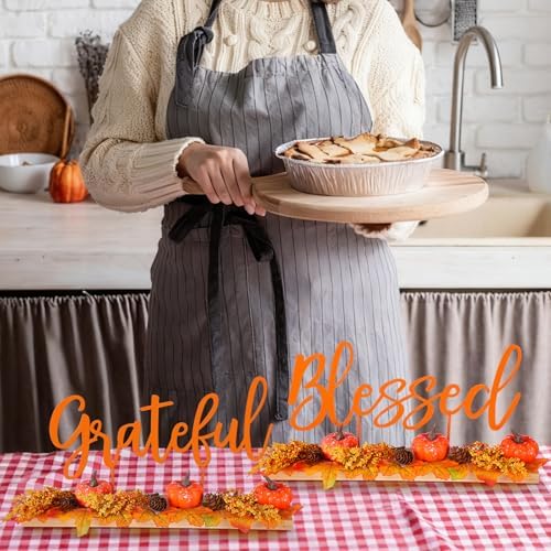 Amyhill 3 Pcs Fall Table Centerpiece Thankful Blessed Grateful Wood Sign - Image 4