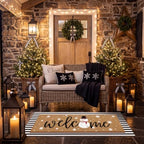 Tinideya 2 Pcs Large Winter Layered Doormat Snowman Front Door Mat - Image 4