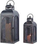 Luxury Lantern Decorative Outdoor & Indoor, Set of 2 (19’’&13’’) Metal Candle Lanterns Decor, Vintage Hanging Candle Holder for Front Porch Patio Wedding Farmhouse Home, Christmas Decorations by DECORKEY