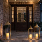 3 Pcs Large Gold Decorative Lanterns with Candles, Metal Candle Lantern - Image 6