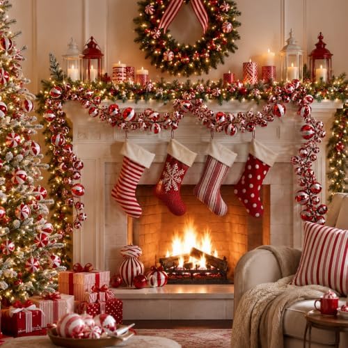 2 Pcs 6 ft Christmas Ball Ornament Garland, Candy - Image 5