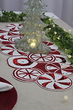 COTTON CRAFT Christmas Beaded Table Runner -13x36 inch Candy Cane Red - Image 4