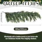 Janinka 40" Christmas Norfolk Pine Dripping Garland with 12" Dripping Branches Realistic Touch Christmas Artificial Greenery Garland for Mantle Table Stair Fireplace Home Indoor Outdoor Party Decor - Image 3