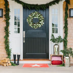 24 Inch Artificial Wreaths for Front Door, Winter Spring Decoration Wreath with Red Berry and Lamb Leaves, Evergreen Natural Wreath for Indoor Outdoor Farmhouse Festival Home Decor - Image 2