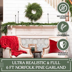 Extra Full 6 ft Real Touch Norfolk Pine Garland Realistic 6ft, Christmas Garland for Mantle, Soft and Bendable Real Touch Garland Christmas Greenery, Evergreen Christmas Garlands for Fireplace, Stairs - Image 5