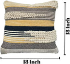 Handwoven Boho Throw Pillow Cover 18x18 Pillows for Sofa, Bed and Couch Decorative Knitted Pillow with Tufted Accents Cotton/Wool Home Decor, Limited Edition (1 Piece) - Image 5
