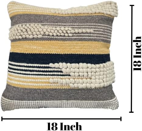 Handwoven Boho Throw Pillow Cover 18x18 Pillows for Sofa, Bed and Couch Decorative Knitted Pillow with Tufted Accents Cotton/Wool Home Decor, Limited Edition (1 Piece) - Image 5