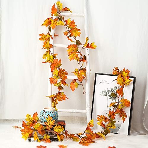 DearHouse 6 Pack Fall Garland Maple Leaf Clearance, 5.9Ft/Piece Hanging Vine Artificial Autumn Garland Thanksgiving Decor for Home Wedding Fireplace Party Christmas (Yellow) - Image 3