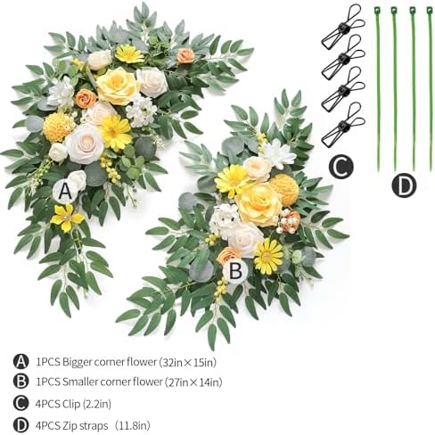 Artificial Wedding Arch Flowers Kit(Pack of 2) for Wedding Arch, Bridal Shower, Ceremony and Reception Backdrop Decoration (Gentle Creamy Yellow) - Image 2