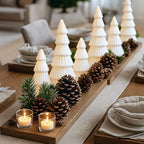Leinuosen 6 Pcs White Ceramic Christmas Tree Figurines Tabletop Xmas Decor - Image 6