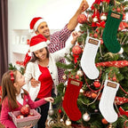 Personalized Christmas Stockings Knitted Set of 4: 18'' Large Knit Family Christmas Stocking Custom Name with Leather Patches White Red Green Bulk Xmas Stocking Hanging Decorations for Home Party - Image 7